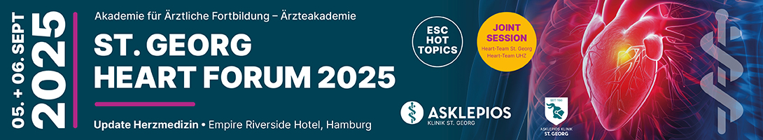 Header Banner für die Konferenz: St. Georg Heart Forum. Diese geht vom 5. September 2025 bis 6. September 2025 in Hotel Empire Riverside Hamburg • Bernhard-Nocht-Straße 97 • 20359 Hamburg.