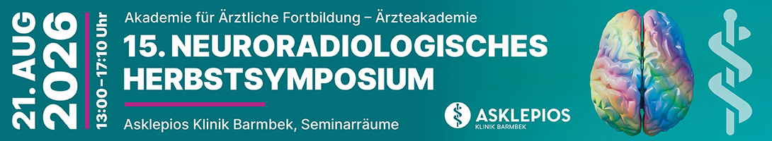 Header Banner für die Konferenz: 15. Neuroradiologisches Herbstsymposium. Diese geht vom 21. August 2026 bis 21. August 2026 in Asklepios Klinik Barmbek • Seminarräume im EG • Rübenkamp 220 • 22307 Hamburg.