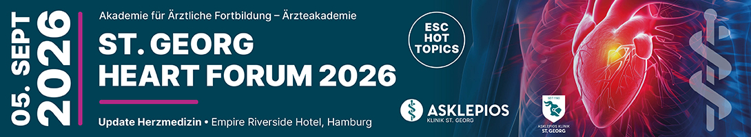 Header Banner für die Konferenz: St. Georg Heart Forum 2026. Diese geht vom 4. September 2026 bis 5. September 2026 in Hotel Empire Riverside Hamburg • Bernhard-Nocht-Straße 97 • 20359 Hamburg.