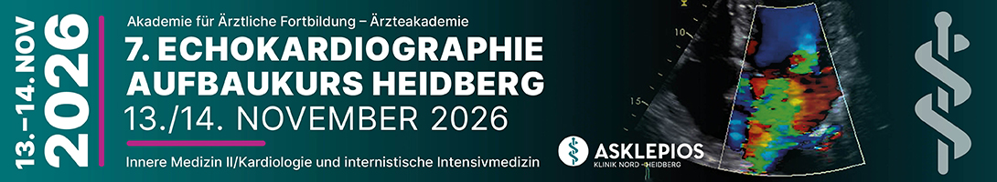 Header Banner für die Konferenz: 7. Echokardiographie Aufbaukurs Heidberg. Diese geht vom 13. November 2026 bis 14. November 2026 in Hamburg.
