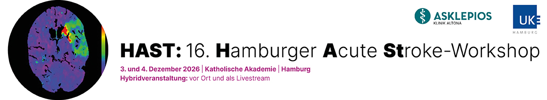 Header Banner für die Konferenz: HAST: 16. Hamburger Acute Stroke Workshop. Diese geht vom 3. Dezember 2026 bis 4. Dezember 2026 in Katholische Akademie Hamburg, Herrengraben 4, 20459 Hamburg.
