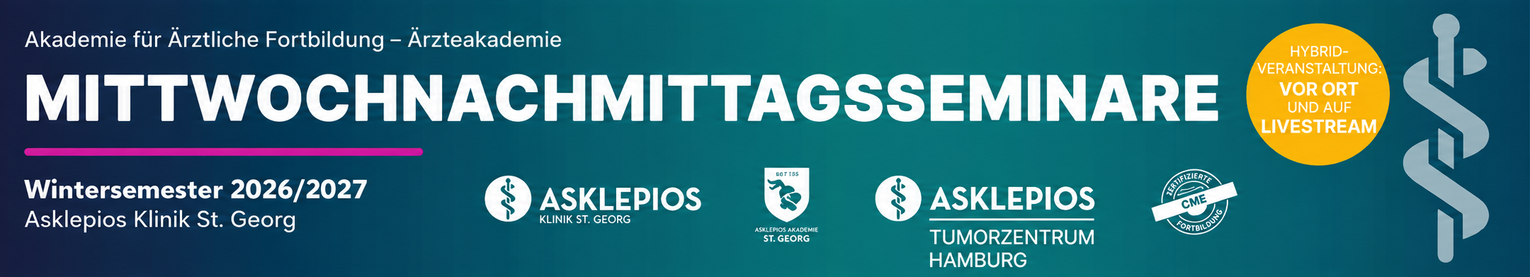 Header Banner für die Konferenz: Mittwochnachmittagsseminare Winter 26/27. Diese geht vom 28. Oktober 2026 bis 3. Februar 2027.